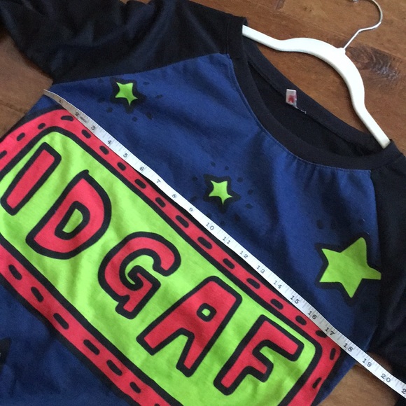 IDGAF Long Raglan Sleeve Top Small Medium Black - Picture 6 of 8